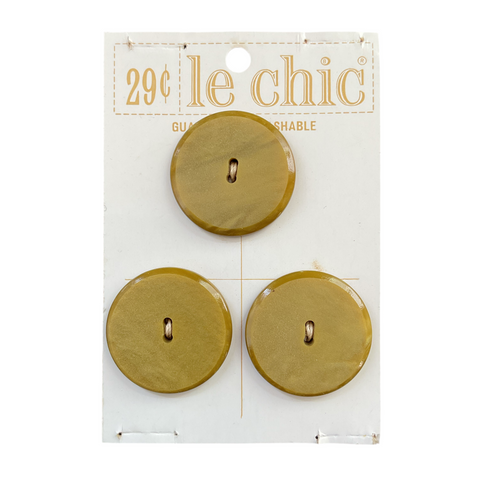 Vintage Le Chic Gold Two Hole Buttons on Card