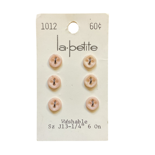 Vintage 1012 La Petite 1/4 Matte Beige 4 Hole Buttons 6 on Card