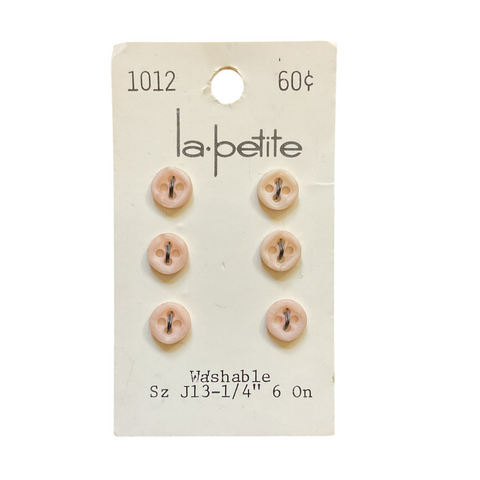 Vintage 1012 La Petite 1/4 Matte Beige 4 Hole Buttons 6 on Card