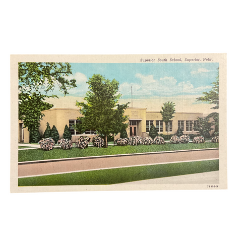 Superior Nebraska Vintage Town View Postcard South School