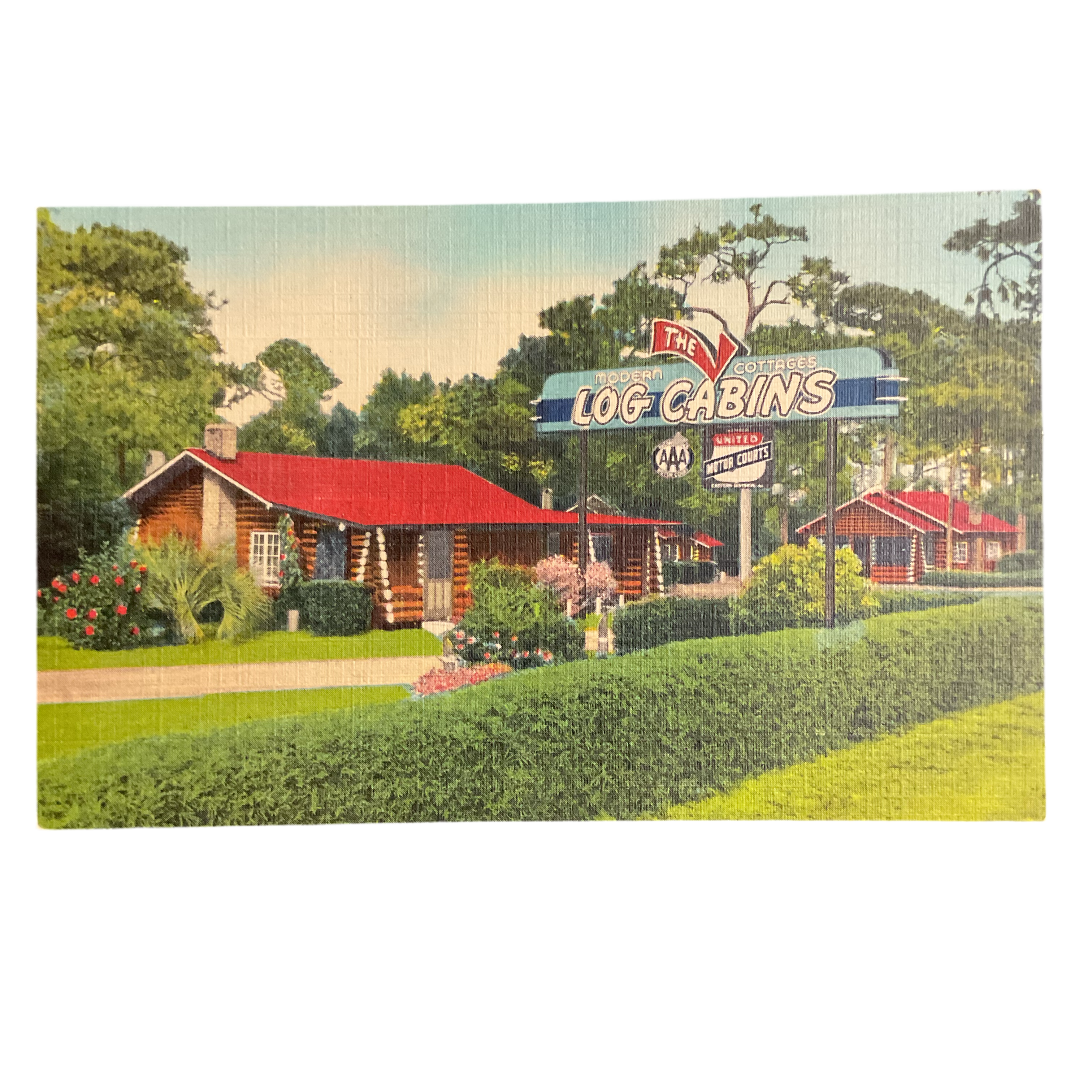 Viintage Postcard Log Cabins at Panama City Florida