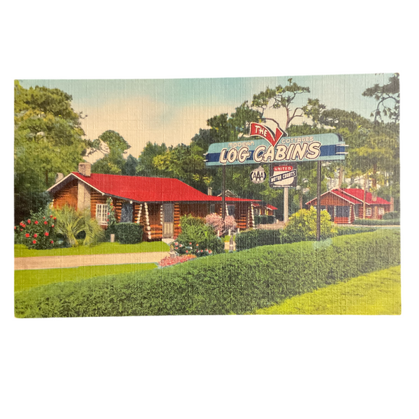 Viintage Postcard Log Cabins at Panama City Florida