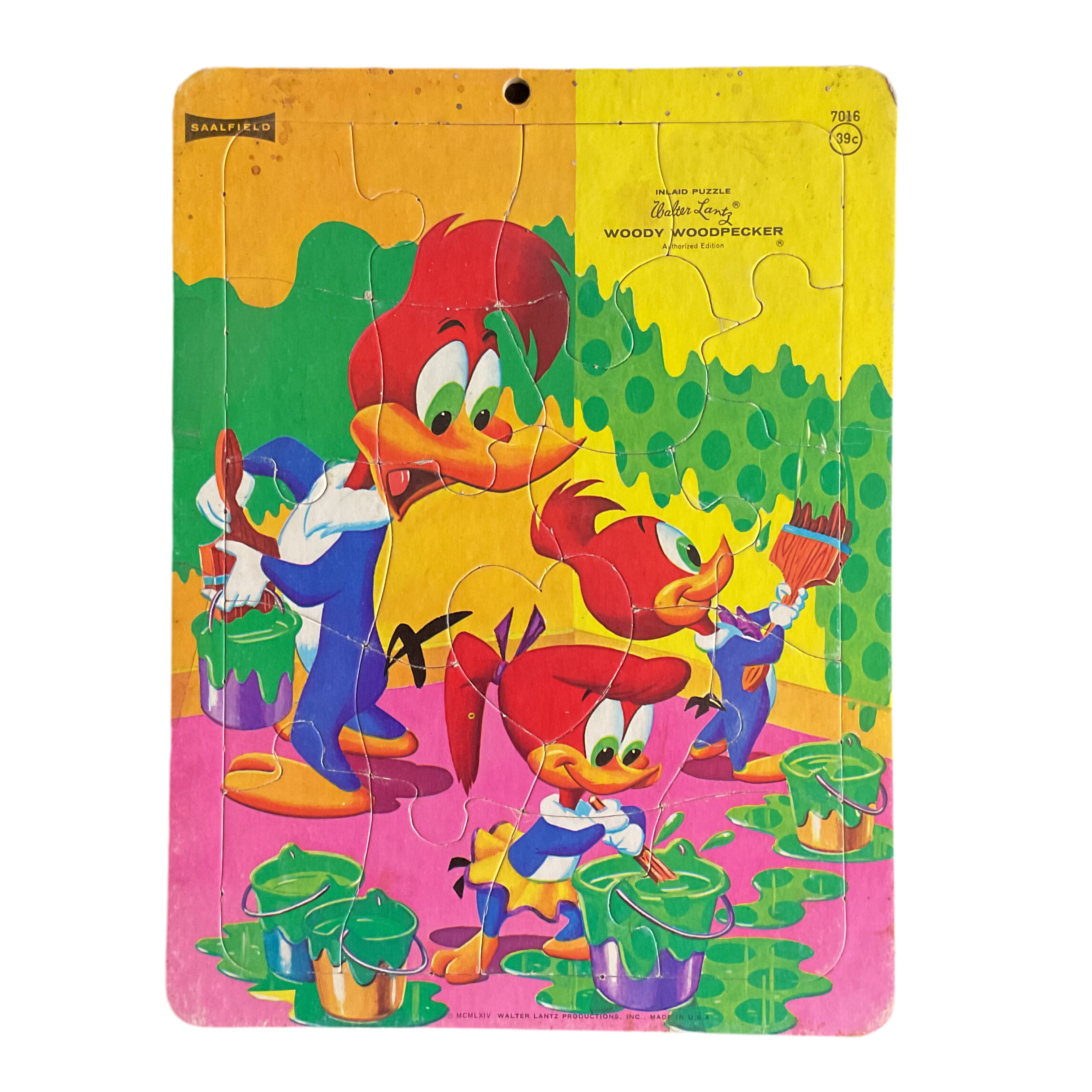 A Play Tray Inlaid Woody Woodpecker Puzzle for Children Vintage 1964 Saalfield