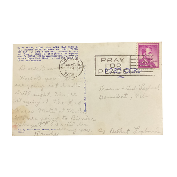 1960s Viintage Postcard Royal Motel McCook Nebraska