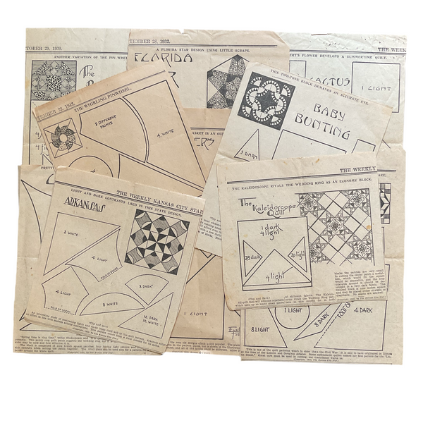 10 Vintage Original Kansas City Star Quilt Patterns 1930s Newspaper Clippings
