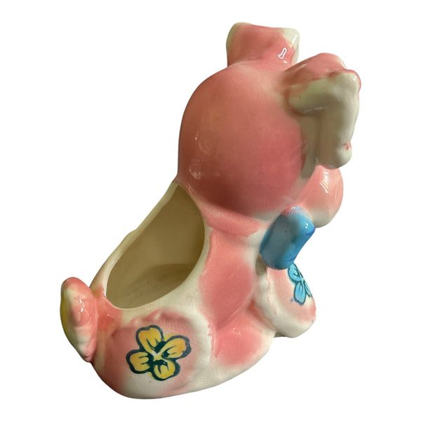 Vintage Pink Flower Puppy Dog Ceramic Planter Marilyn Exclusive