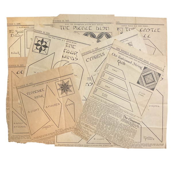 10 Vintage Original Kansas City Star Quilt Patterns Cypress 1930s Newspaper Clippings