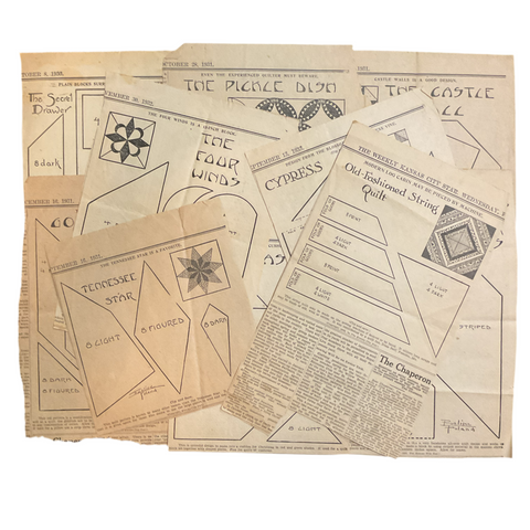 10 Vintage Original Kansas City Star Quilt Patterns Cypress 1930s Newspaper Clippings