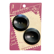 Vintage Le Chic 1 3/8 Black Plastic 2 Hole Buttons 6 on Card