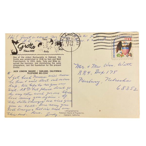 Vintage 1970s Postcard The Grotto Oakland California