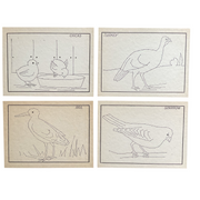 4 Vintage Children’s Sewing Cards A. Flanagan Company Chicks Sparrow