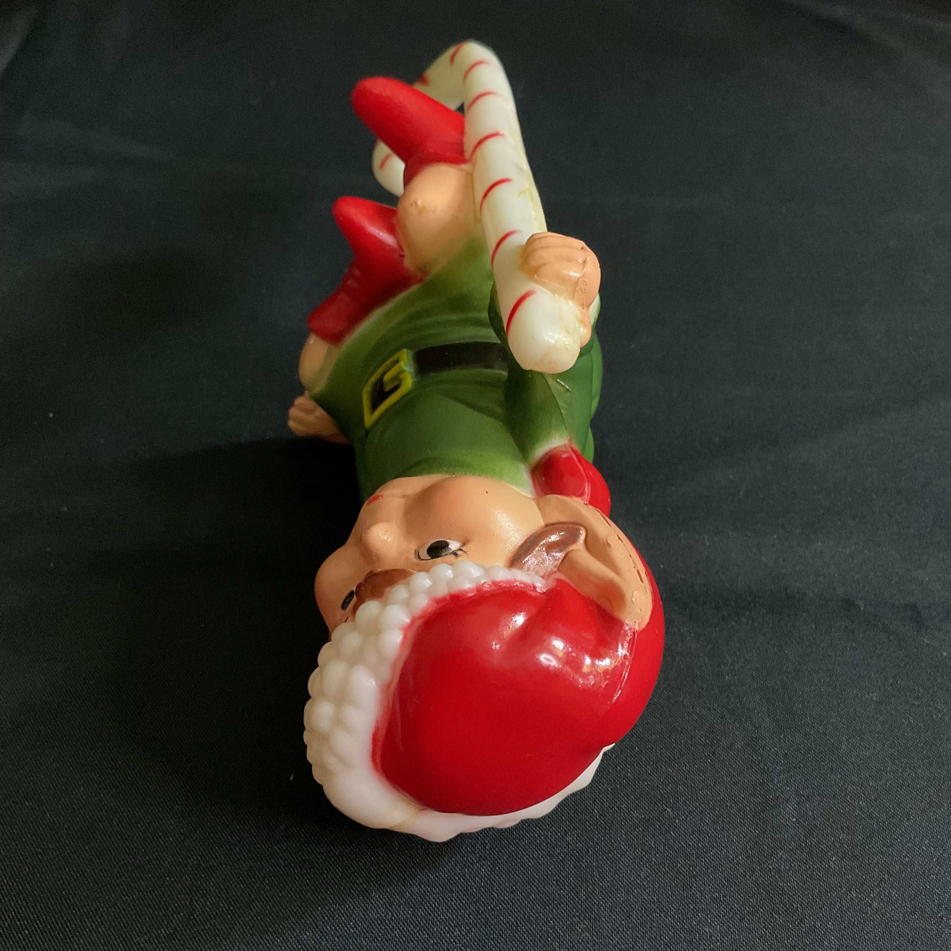 Vintage Sitting Christmas Elf Hard Plastic Stocking Holder