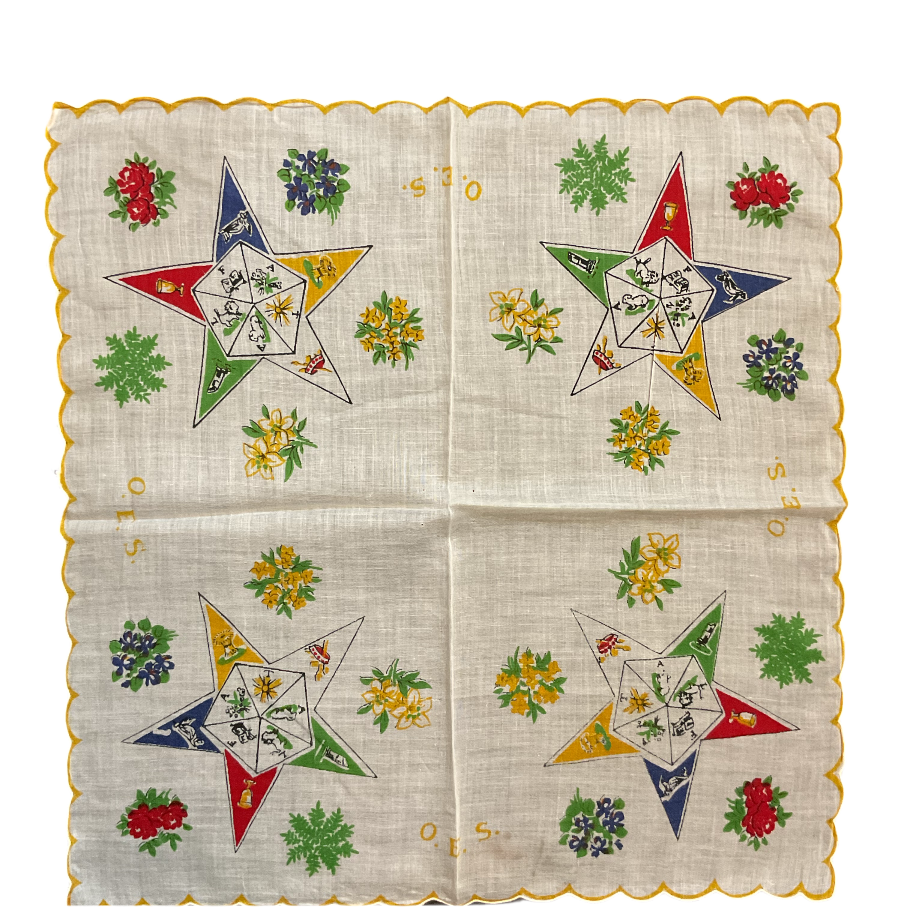 Vintage OES Hankie Order of Eastern Star Handkerchief - Avid Vintage