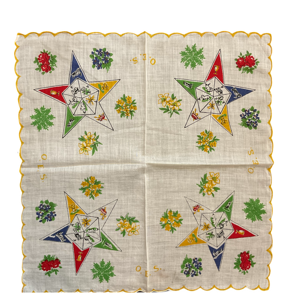 Vintage OES Hankie Order of Easter Star Handkerchief
