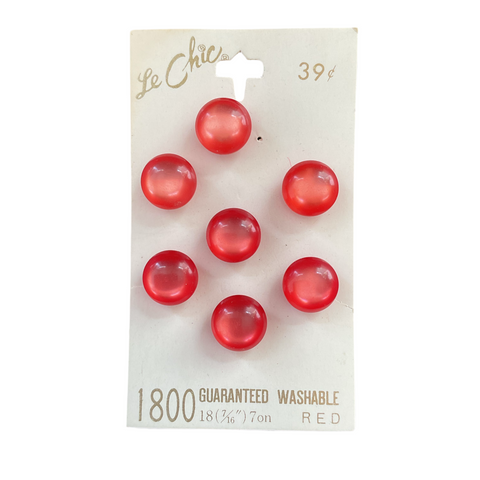 Vintage Light Red Le Chic Plastic Shank Buttons on Card