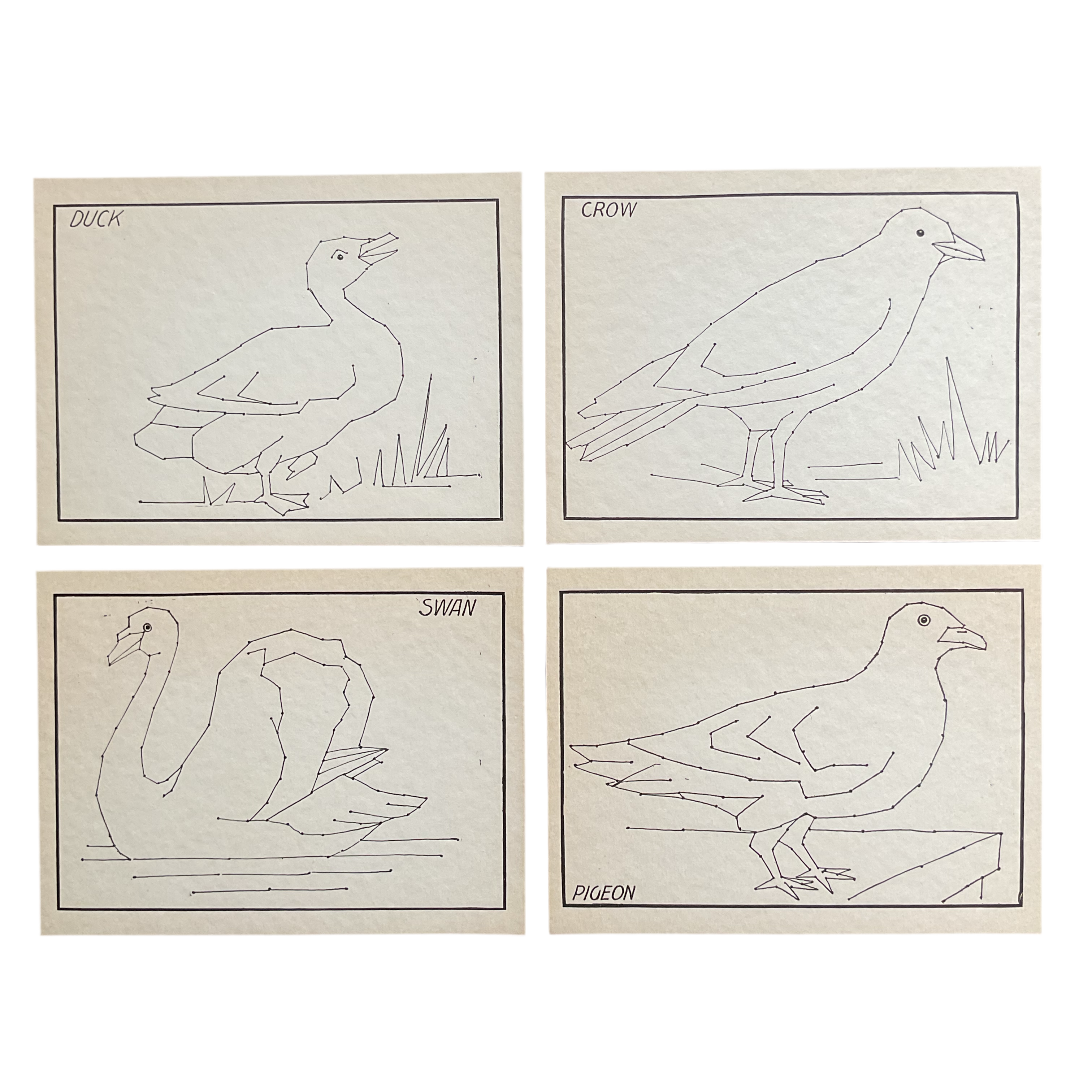 4 Vintage Children’s Sewing Cards A. Flanagan Company Swan Duck