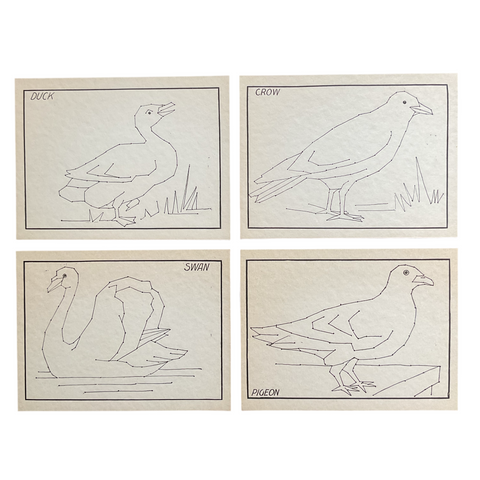 4 Vintage Children’s Sewing Cards A. Flanagan Company Swan Duck