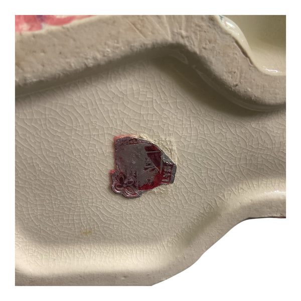 Vintage Pink and Blue Plaid Puppy Dog Ceramic Planter Marilyn Exclusive