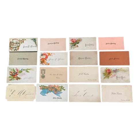 Antique Victorian Calling Cards Lot of 16 Handwritten Snow Scene
