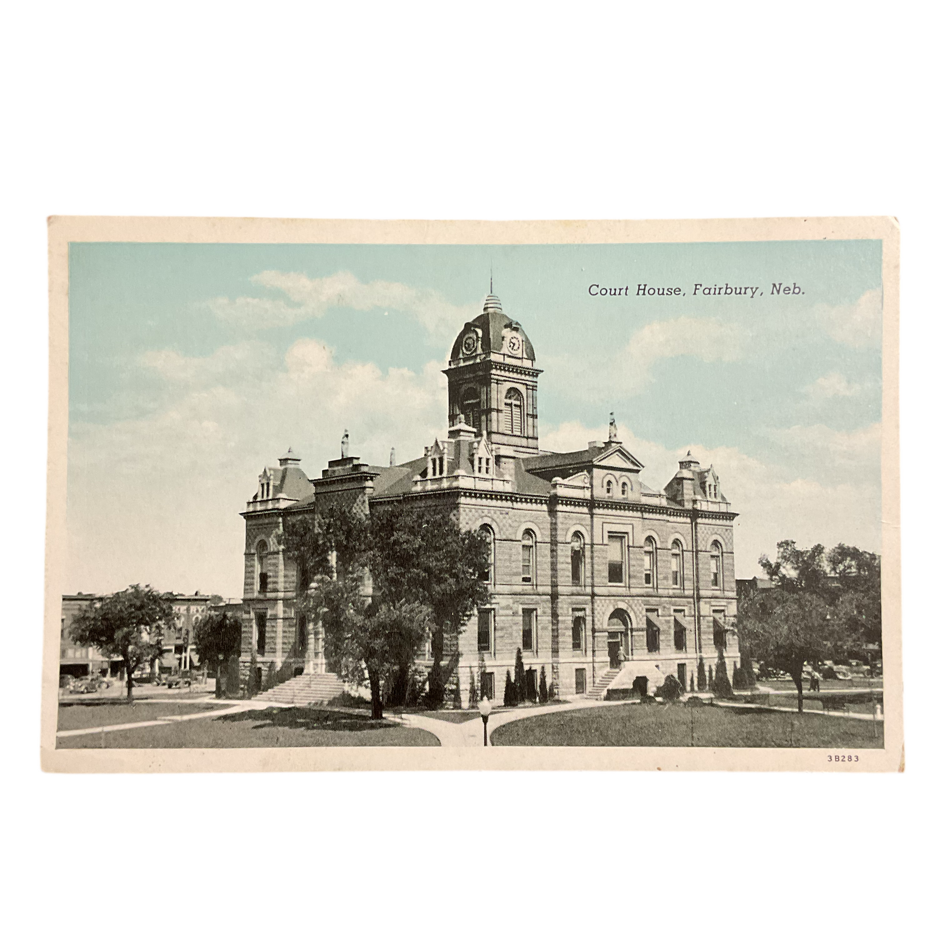 Vintage Town View Postcard Court House Fairbury Nebraska - Avid Vintage