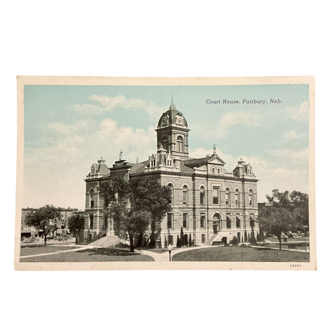 Vintage Town View Postcard Court House Fairbury Nebraska