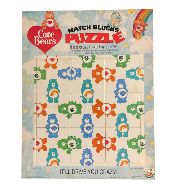 Vintage Care Bears 1983 Frame Tray Puzzle Match Blocks Craft Master