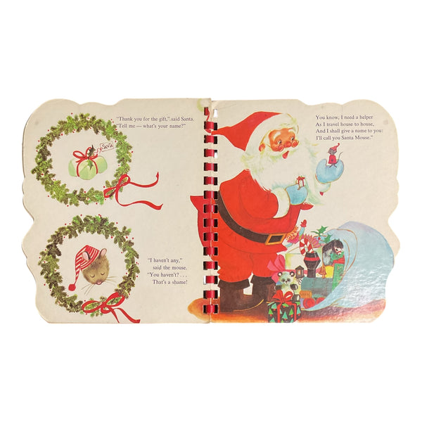 Santa Mouse Vintage Christmas 1966 Wonder Childrens Book