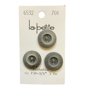Vintage 6532 La Petite 3/4 Matte Gray 2 Hole Buttons 3 on Card - Avid Vintage