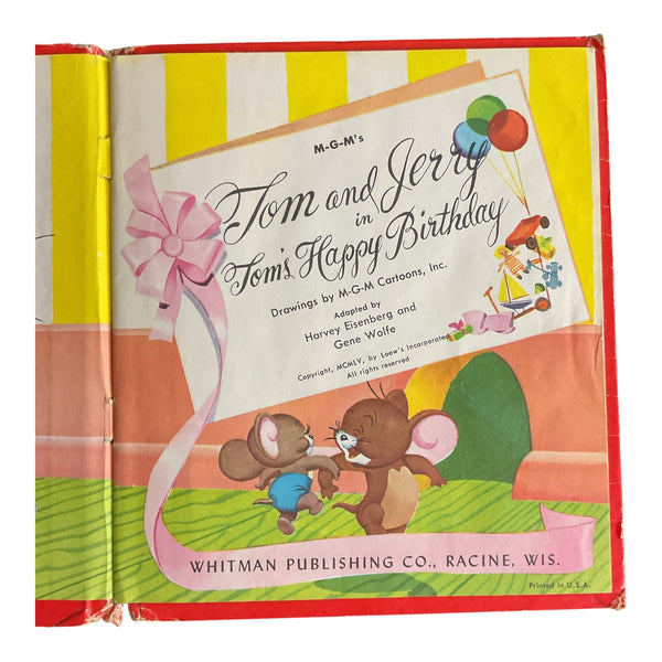 Tom and Jerry Tom’s Happy Birthday 1955 Whitman Children’s Hardcover Book