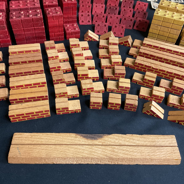 Halsam American Bricks Wooden Blocks Vintage 1940s Huge Lot Red and Yellow