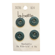 Vintage 3036 La Petite 5/8” Matte Blue 2 Hole Buttons 4 on Card - Avid Vintage