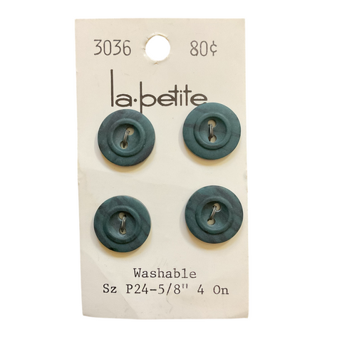 Vintage 3036 La Petite 5/8” Matte Blue 2 Hole Buttons 4 on Card