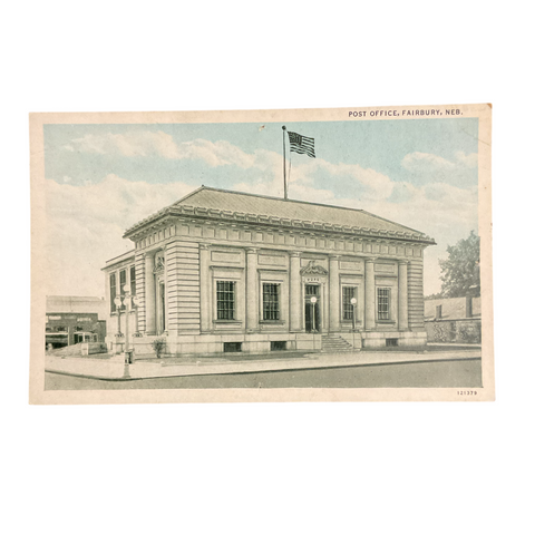 Fairbury Nebraska Post Office Postcard Vintage Town View