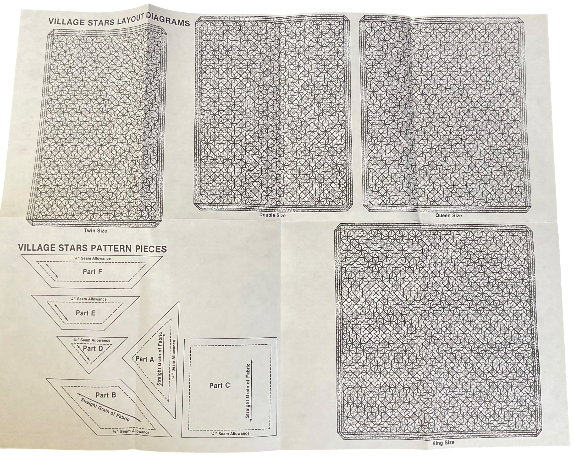 Village Stars Quilt Pattern Vintage 1981 V.I.P. Crafts