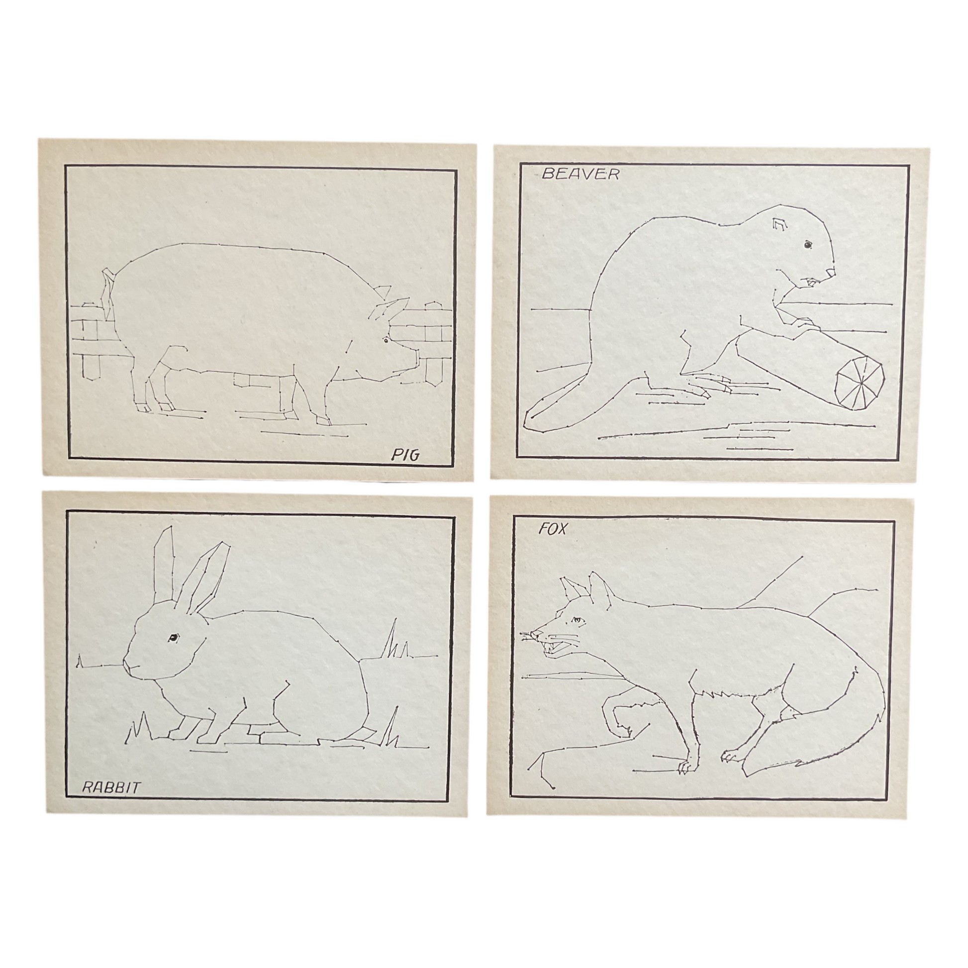 4 Vintage Children’s Sewing Cards Pig Rabbit A. Flanagan Company - Avid Vintage