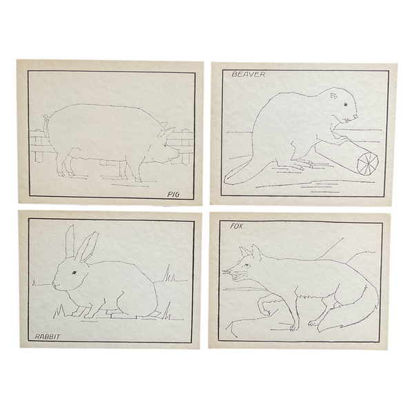 4 Vintage Children’s Sewing Cards Pig Rabbit A. Flanagan Company