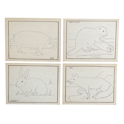 4 Vintage Children’s Sewing Cards Pig Rabbit A. Flanagan Company