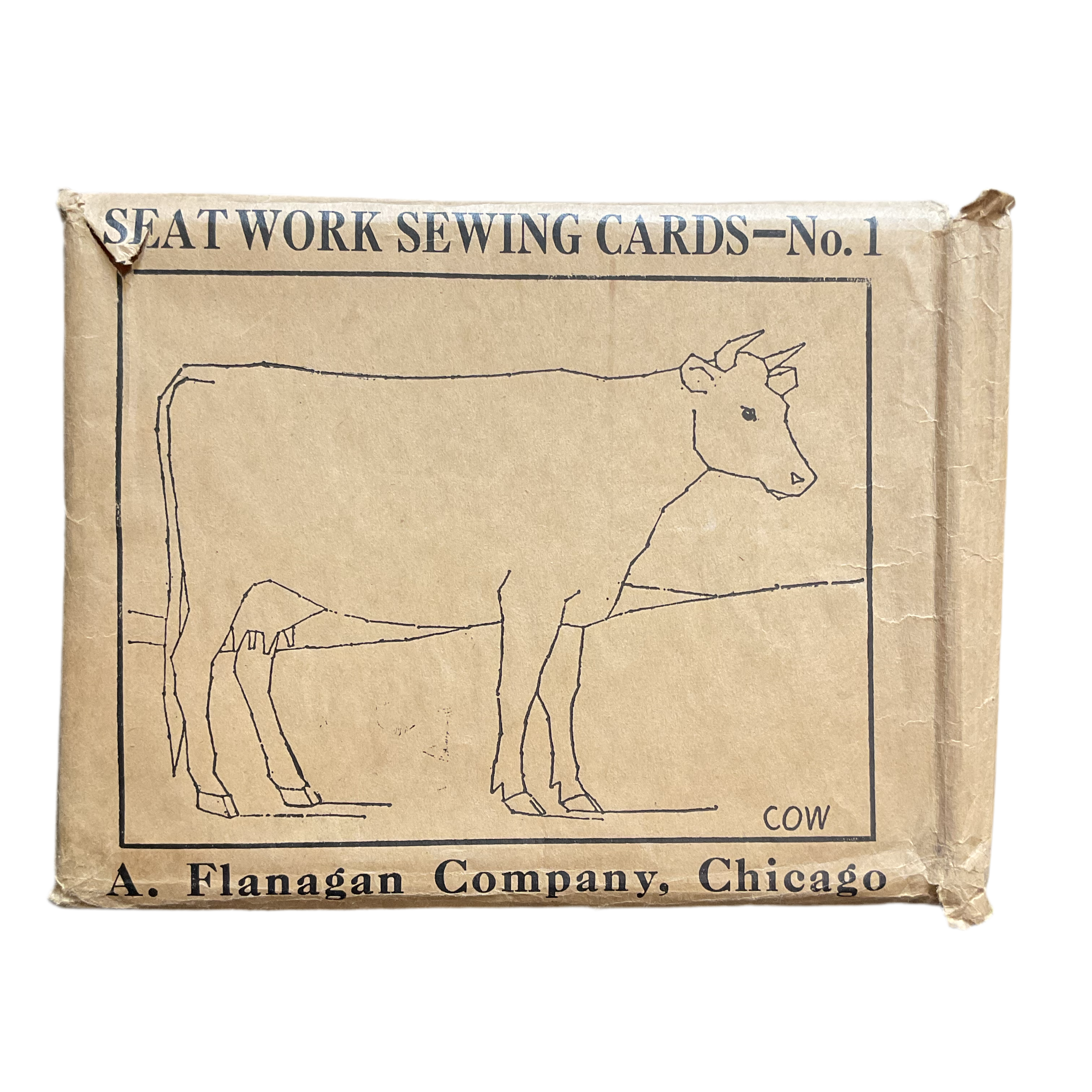 2 Vintage Children’s Sewing Cards Animals A. Flanagan Company