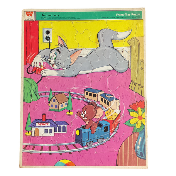 Vintage 1971 Tom and Jerry Frame Tray Puzzle Whitman 4557 Train