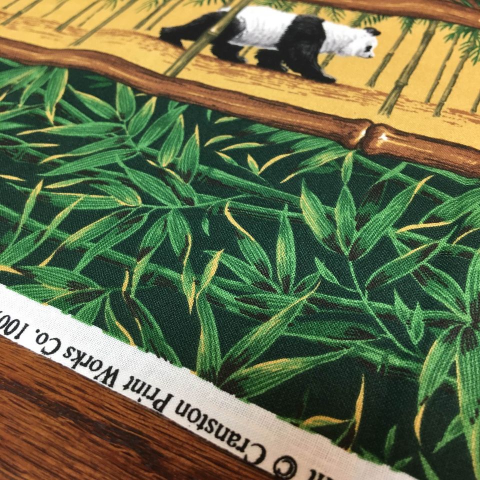 Cranston Panda Bears Wall Hanging Fabric Panel Bamboo Trees 45 x 35 - Avid Vintage