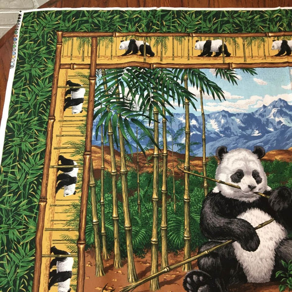 Cranston Panda Bears Wall Hanging Fabric Panel Bamboo Trees 45 x 35
