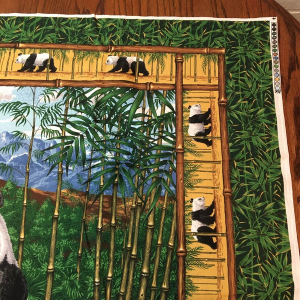 Cranston Panda Bears Wall Hanging Fabric Panel Bamboo Trees 45 x 35
