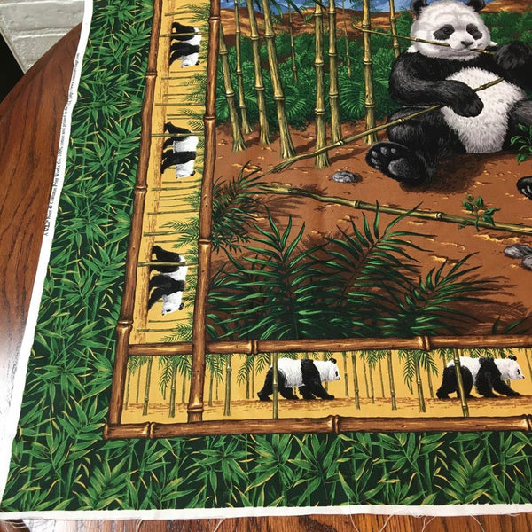 Cranston Panda Bears Wall Hanging Fabric Panel Bamboo Trees 45 x 35