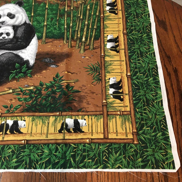 Cranston Panda Bears Wall Hanging Fabric Panel Bamboo Trees 45 x 35