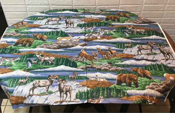 Cranston Wildlife Fabric Bears Wolf Gazelle Mountains 45 x 36