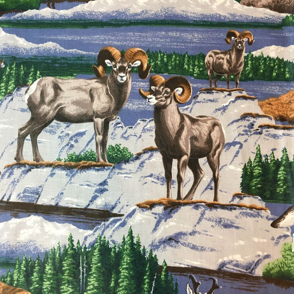 Cranston Wildlife Fabric Bears Wolf Gazelle Mountains 45 x 36