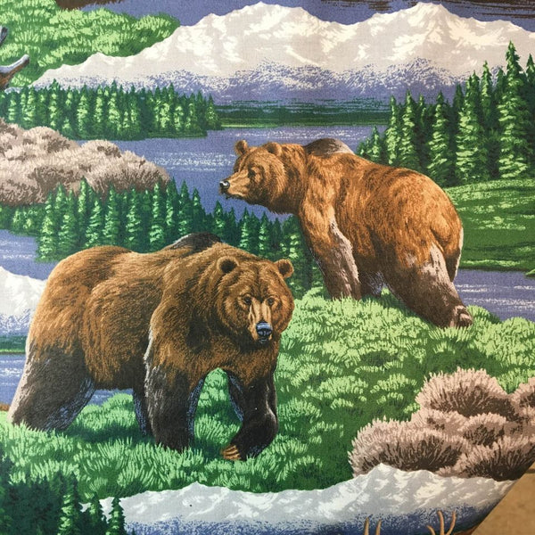 Cranston Wildlife Fabric Bears Wolf Gazelle Mountains 45 x 36