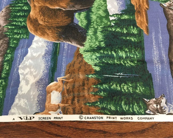 Cranston Wildlife Fabric Bears Wolf Gazelle Mountains 45 x 36