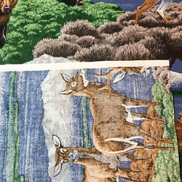 Cranston Wildlife Fabric Bears Wolf Gazelle Mountains 45 x 36