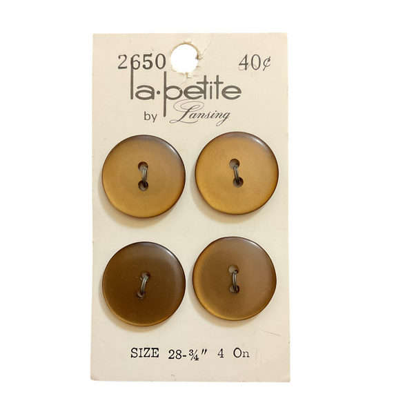 Vintage 2650 La Petite 3/4 Shiny Gold 2 Hole Buttons 4 on Card